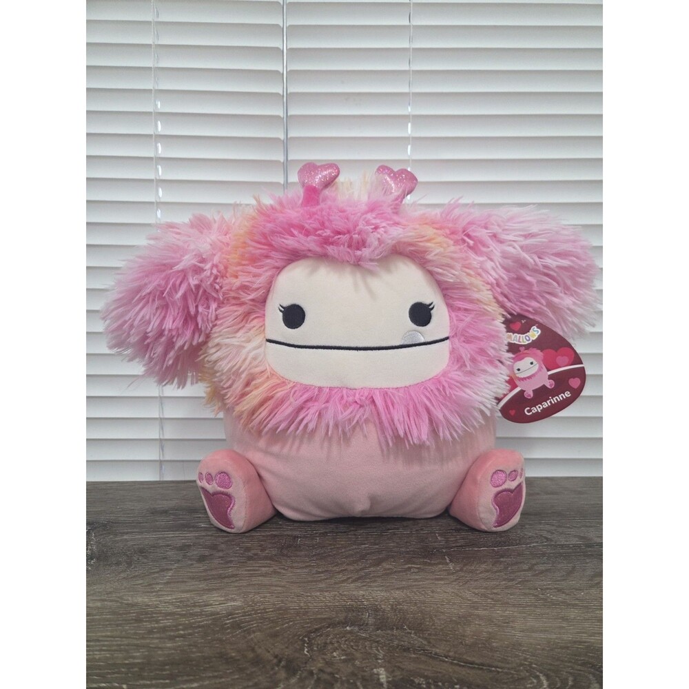 NWT Squishmallows 11" Caparinne the Pink Bigfoot Valentine's Edition Heart Plush